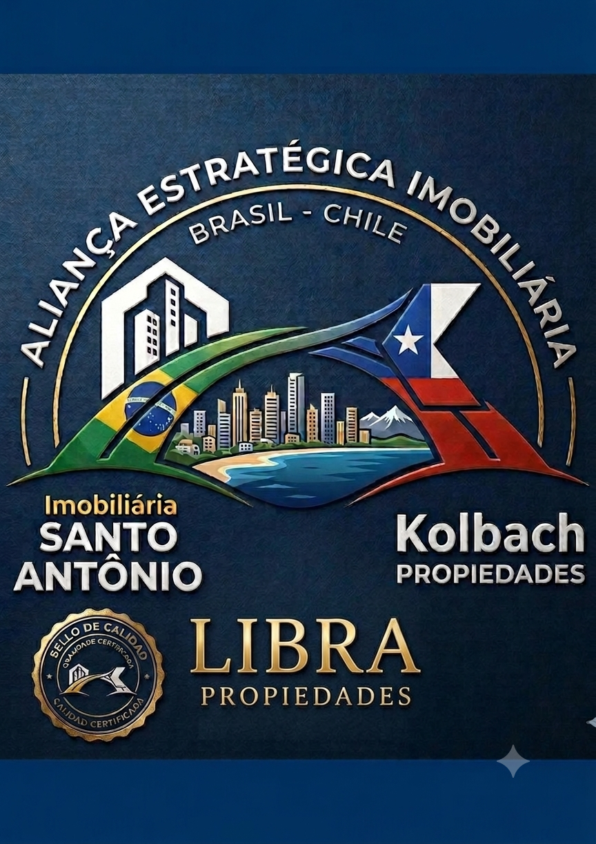 Sello de la Alianza Estratégica Inmobiliaria Brasil-Chile, entre Imobiliária Santo Antônio, Kolbach Propiedades y Libra Propiedades